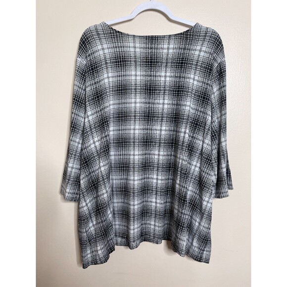 J.Jill Wearever Collection Top Womens 3X Black White 3/4 Sleeve Stretch Tunic - Picture 3 of 11